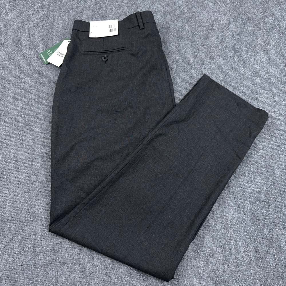 NEW Alfani Dress Pants Mens 40x32 Charcoal Slim Fit Stretch Wrinkle Resistant